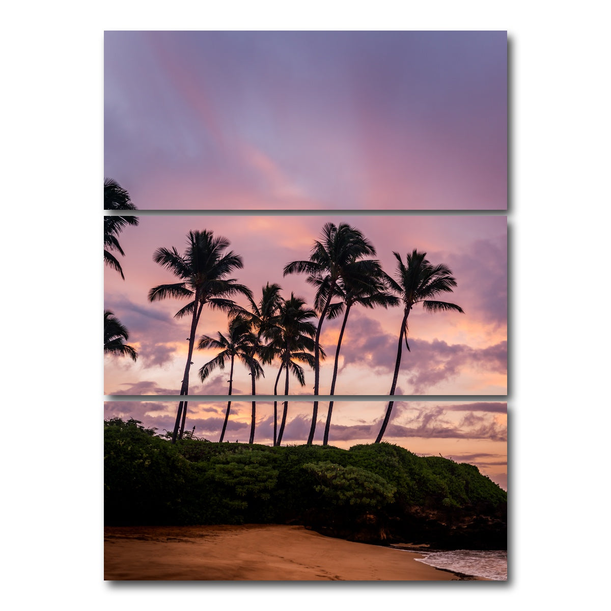 AUTO-MOCKUP WHITE | Beach at Dawn | 3 Piece | Gallery Wrap Canvas | group=8x18_stacked