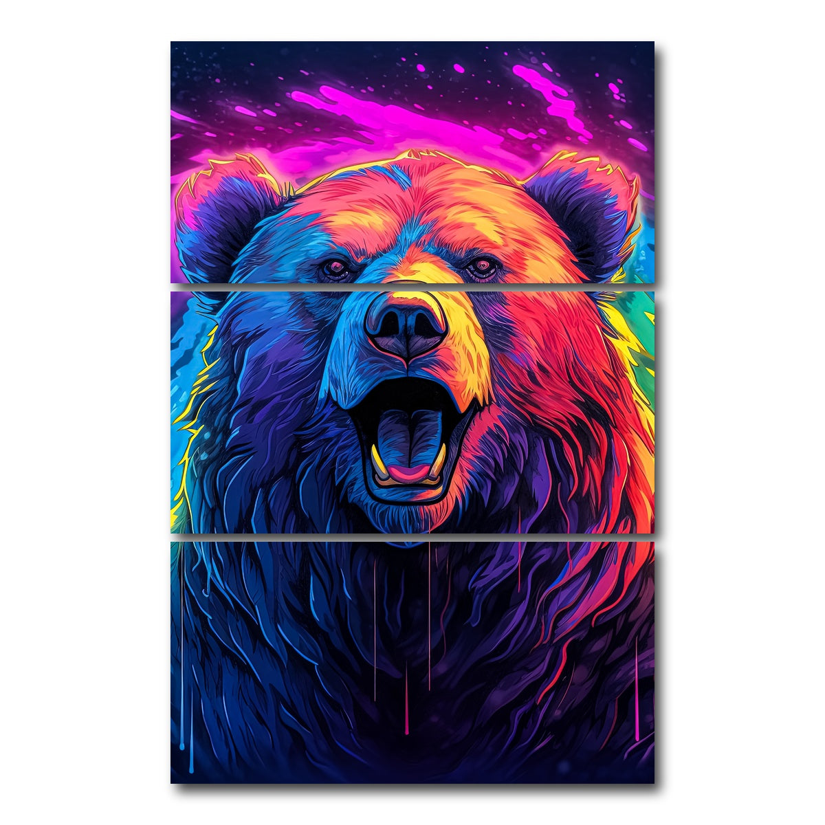 AUTO-MOCKUP WHITE | Bear Art | 3 Piece | Gallery Wrap Canvas | group=12x24_stacked