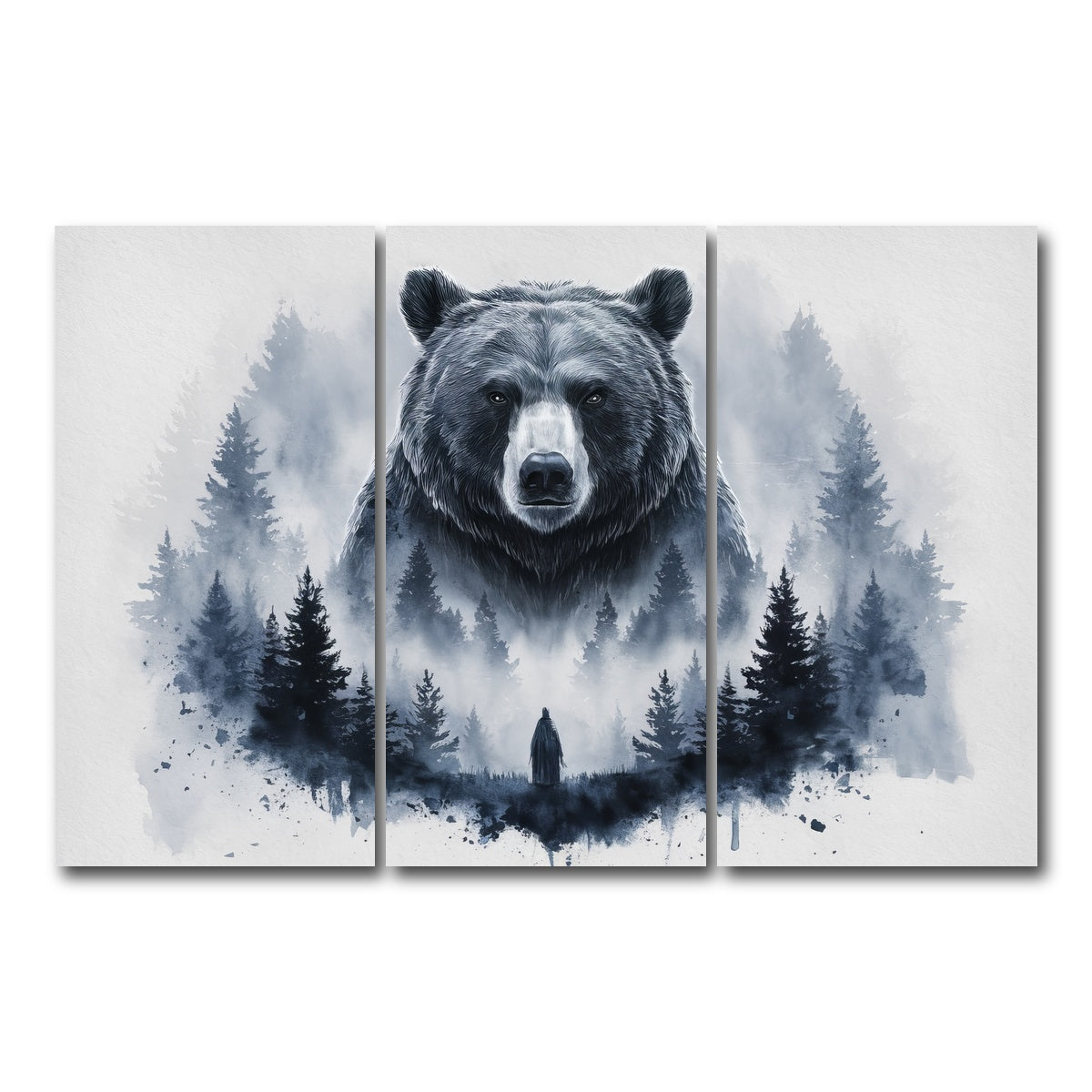 AUTO-MOCKUP WHITE | Bear Forest | 3 Piece | Gallery Wrap Canvas | group=12x24