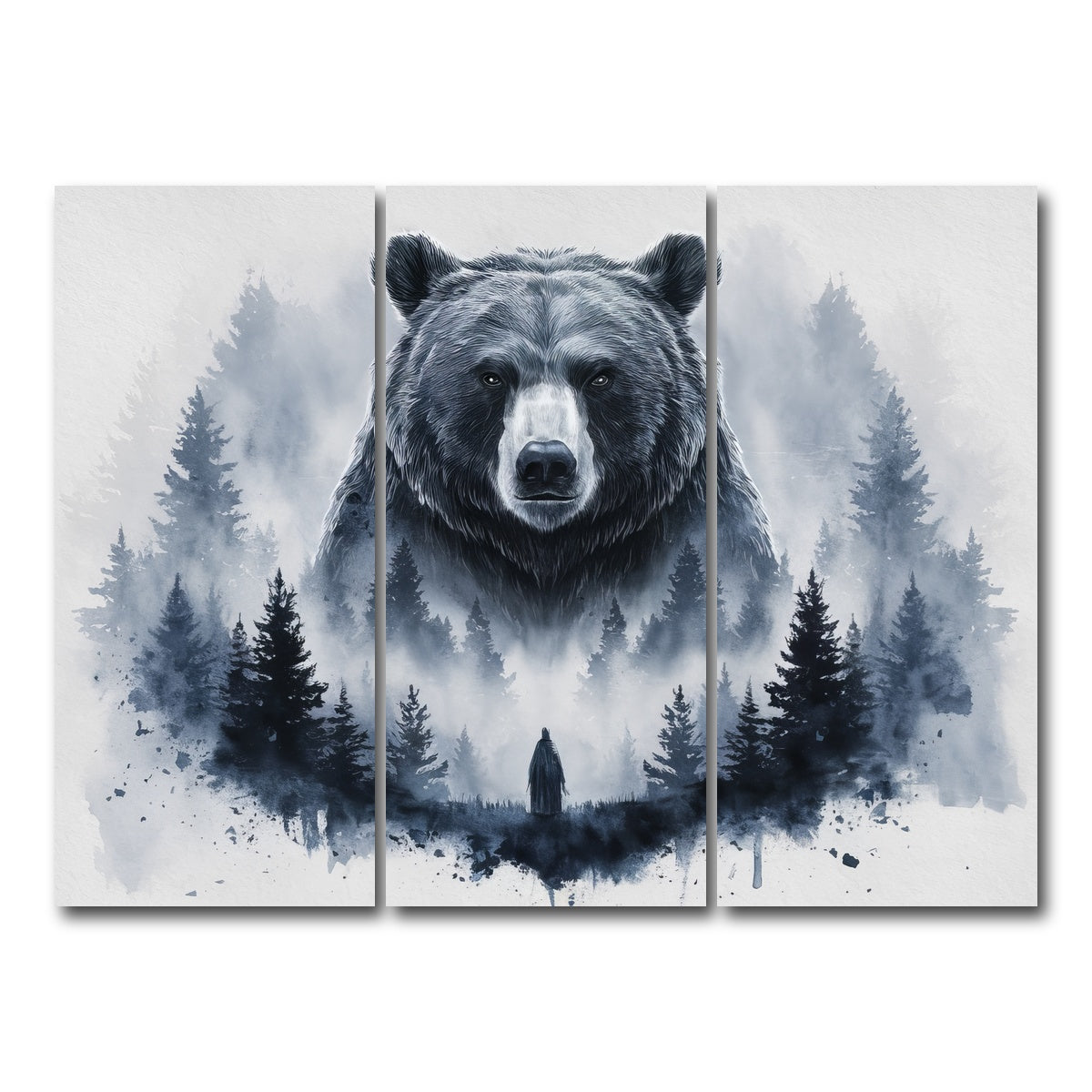 AUTO-MOCKUP WHITE | Bear Forest | 3 Piece | Gallery Wrap Canvas | group=8x18