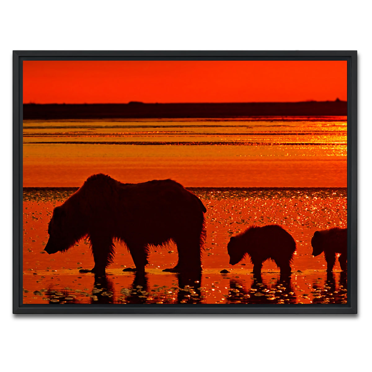 AUTO-MOCKUP WHITE | Bear & Her Cubs Wall Art | 1 Piece | Black Frame | group=4x3