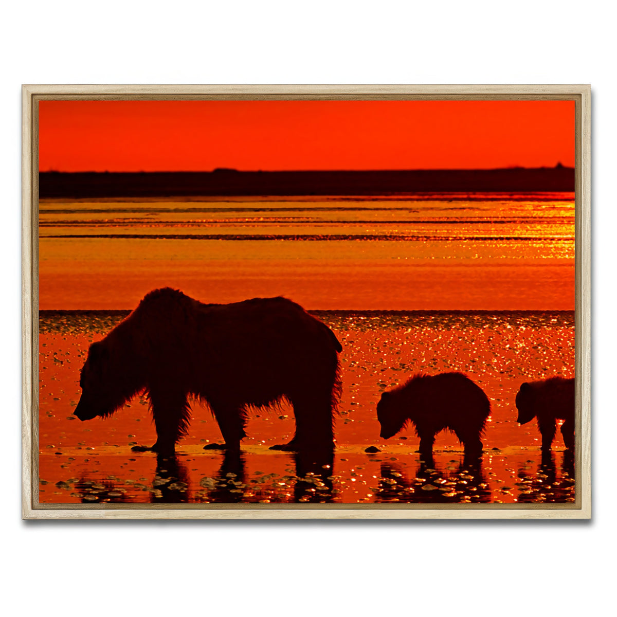 AUTO-MOCKUP WHITE | Bear & Her Cubs Wall Art | 1 Piece | Natural Frame | group=4x3