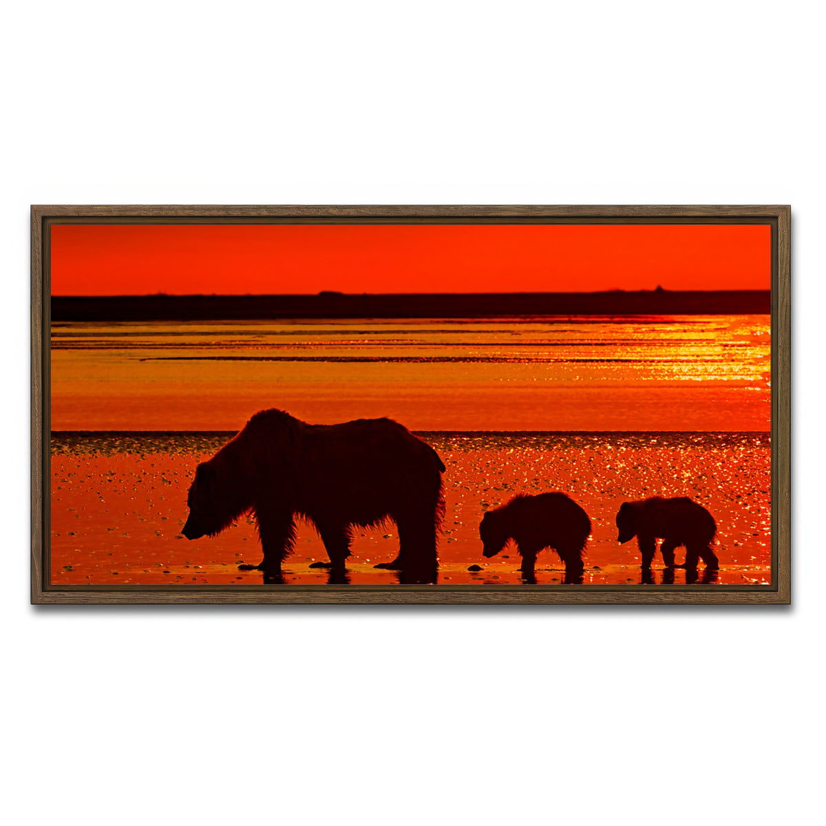 AUTO-MOCKUP WHITE | Bear & Her Cubs Wall Art | 1 Piece | Walnut Frame | group=2x1