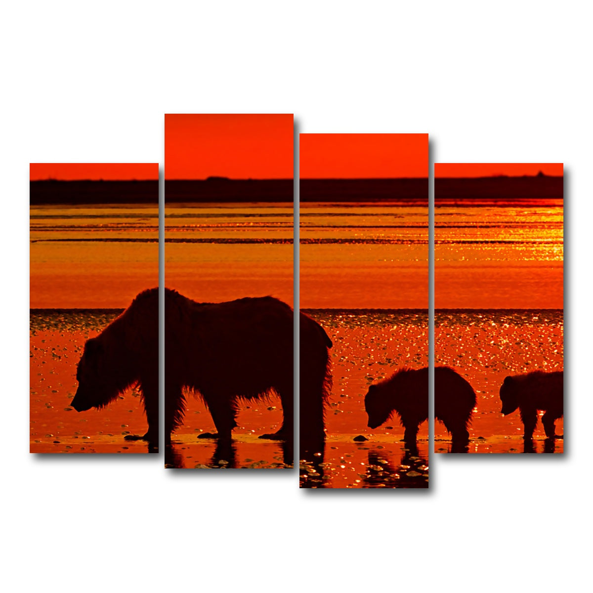 AUTO-MOCKUP WHITE | Bear & Her Cubs Wall Art | 4 Piece | Gallery Wrapped | group=4_normal