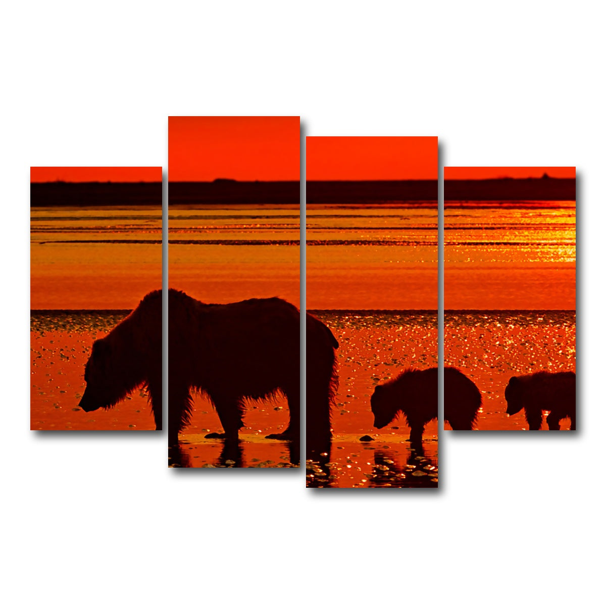 AUTO-MOCKUP WHITE | Bear & Her Cubs Wall Art | 4 Piece | Gallery Wrapped | group=4_short