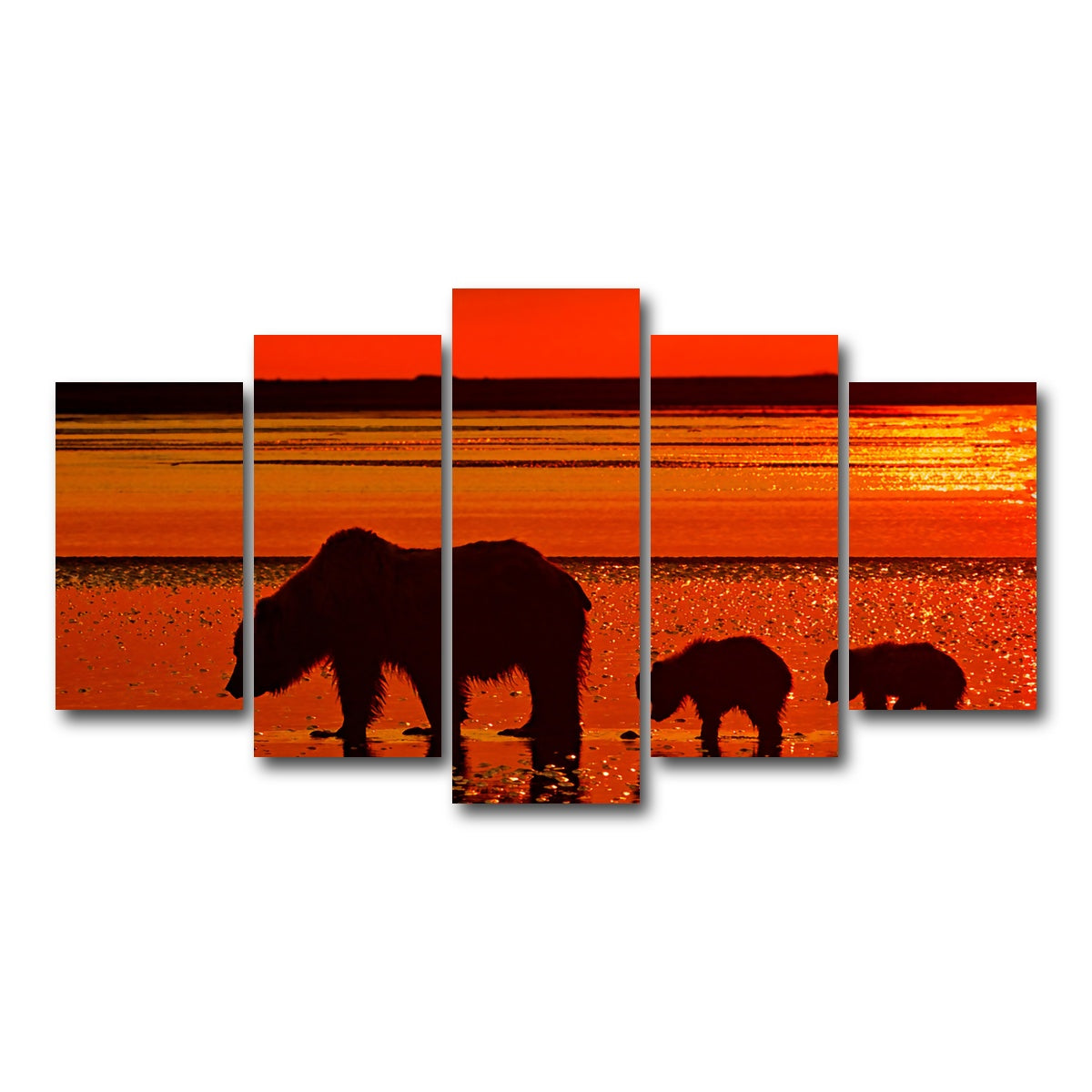 AUTO-MOCKUP WHITE | Bear & Her Cubs Wall Art | 5 Piece | Gallery Wrapped | group=5_normal