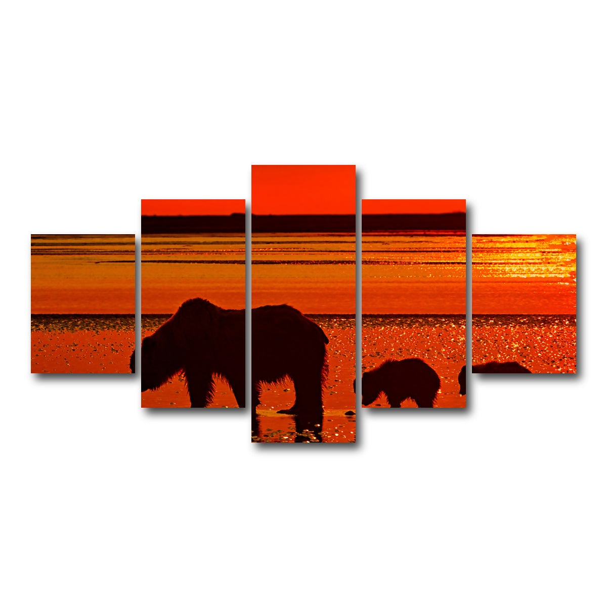 AUTO-MOCKUP WHITE | Bear & Her Cubs Wall Art | 5 Piece | Gallery Wrapped | group=5_short