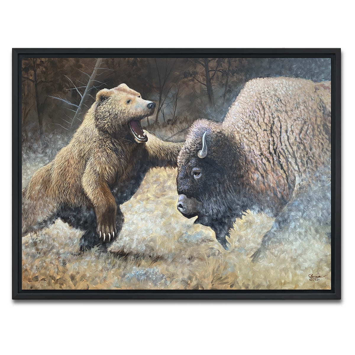 AUTO-MOCKUP WHITE | Bear and Buffalo | 1 Piece | Black Framed Canvas | group=4x3