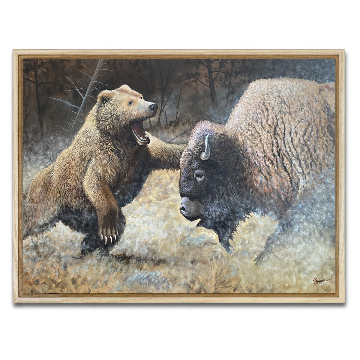 AUTO-MOCKUP WHITE | Bear and Buffalo | 1 Piece | Natural Framed Canvas | group=4x3
