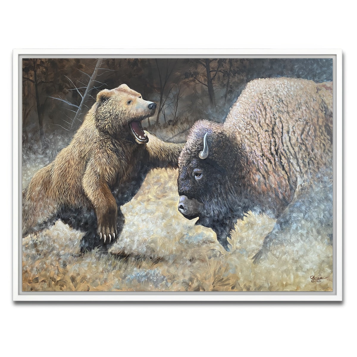 AUTO-MOCKUP WHITE | Bear and Buffalo | 1 Piece | White Framed Canvas | group=4x3