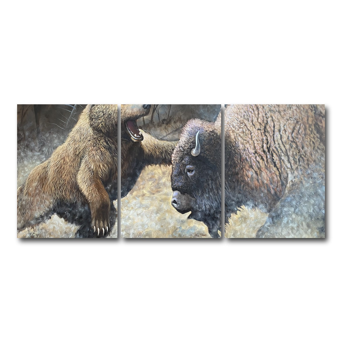 AUTO-MOCKUP WHITE | Bear and Buffalo | 3 Piece | Gallery Wrap Canvas | group=18x24