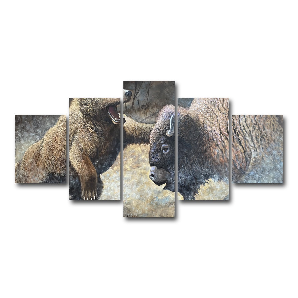AUTO-MOCKUP WHITE | Bear and Buffalo | 5 Piece | Gallery Wrap Canvas | group=5_short