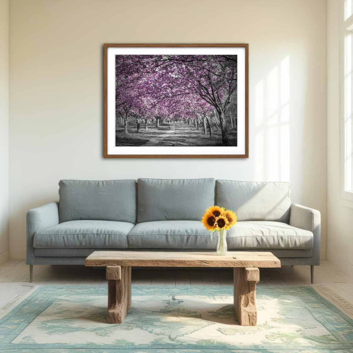 AUTO-MOCKUP ROOM | Beautiful Cherry Blossom Alley in Pink Wall Art