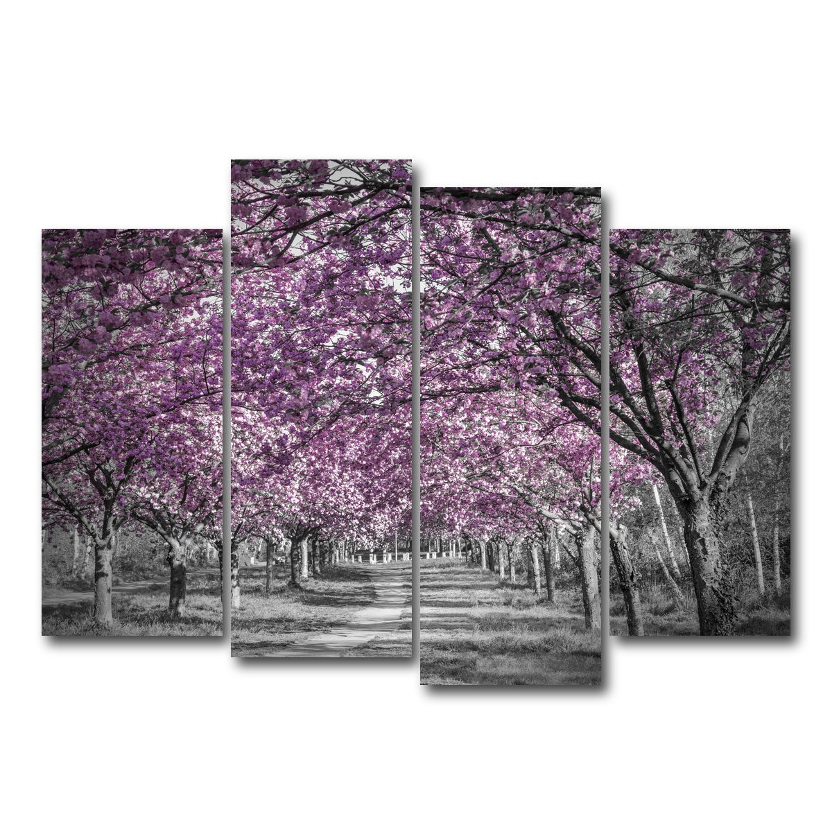 AUTO-MOCKUP WHITE | Beautiful cherry blossom alley in pink | 4 Piece | Gallery Wrap Canvas | group=4_normal