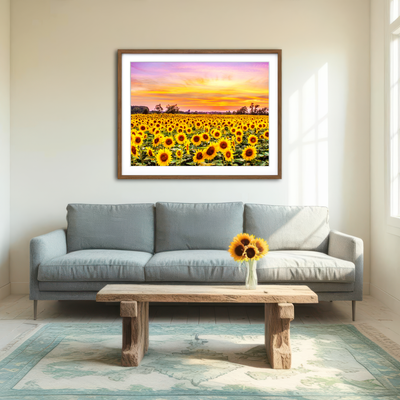 AUTO-MOCKUP ROOM | Bed of Sunflowers Wall Art