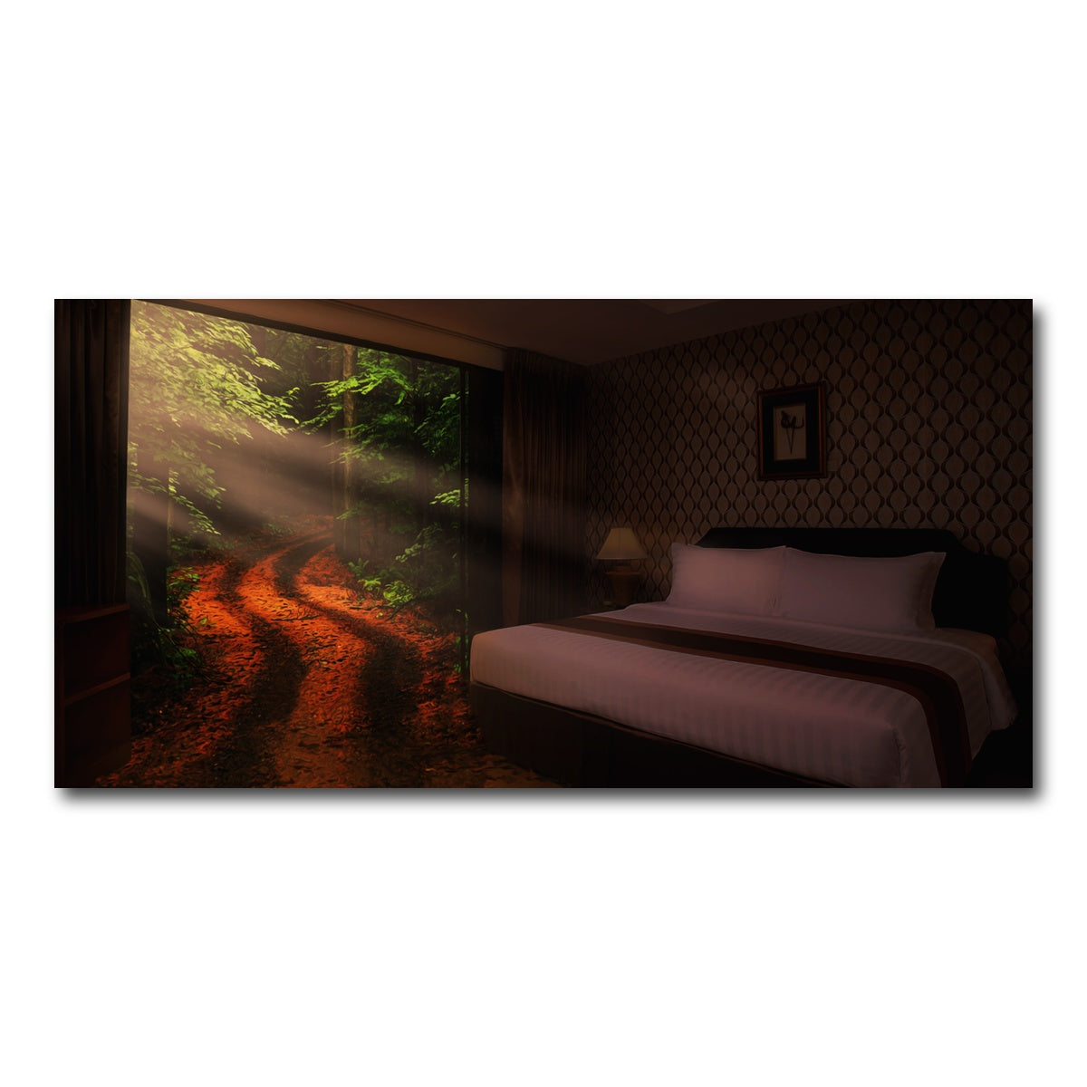 AUTO-MOCKUP WHITE | Bedroom in the Forest | 1 Piece | Gallery Wrap Canvas | group=2x1