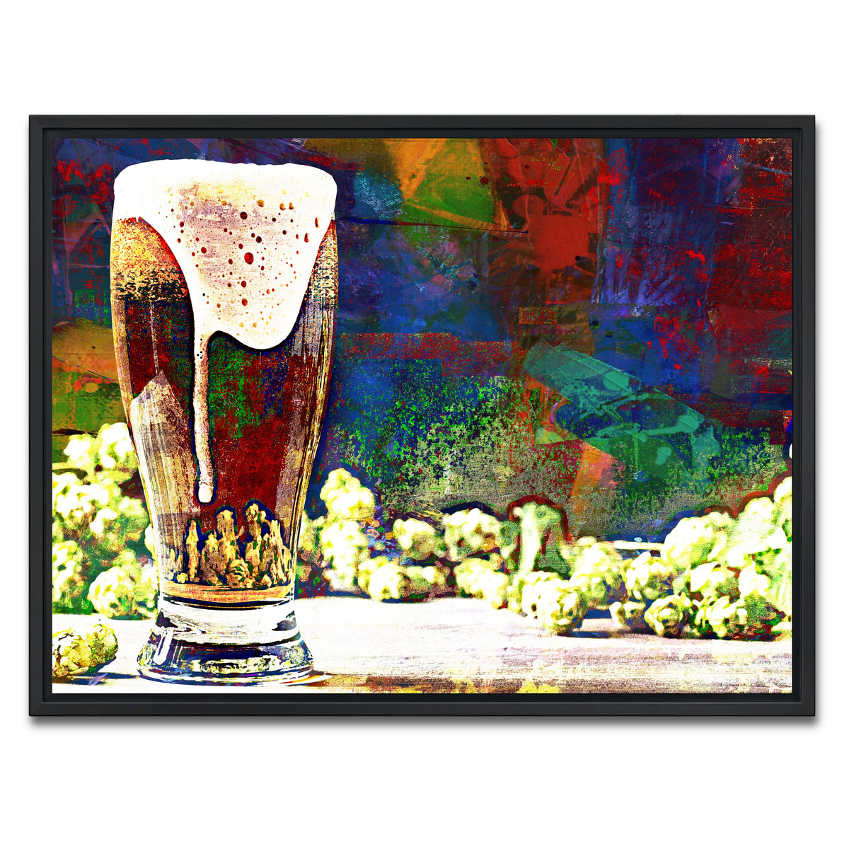 AUTO-MOCKUP WHITE | Beer Hops Abstract | 1 Piece | Black Framed Canvas | group=4x3