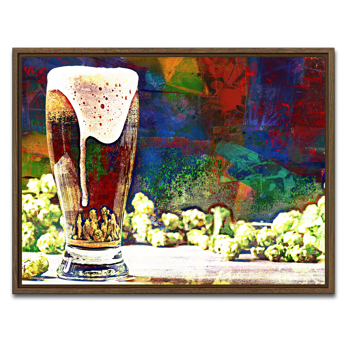 AUTO-MOCKUP WHITE | Beer Hops Abstract | 1 Piece | Walnut Framed Canvas | group=4x3