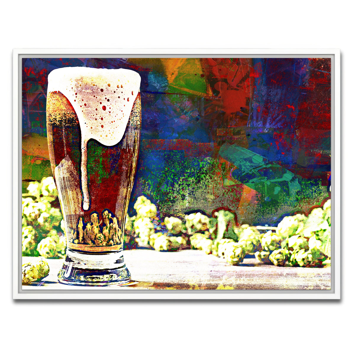 AUTO-MOCKUP WHITE | Beer Hops Abstract | 1 Piece | White Framed Canvas | group=4x3