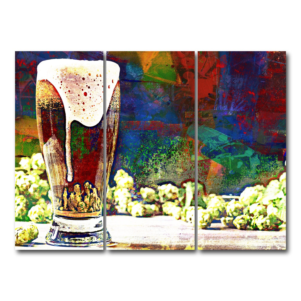 AUTO-MOCKUP WHITE | Beer Hops Abstract | 3 Piece | Gallery Wrap Canvas | group=8x18