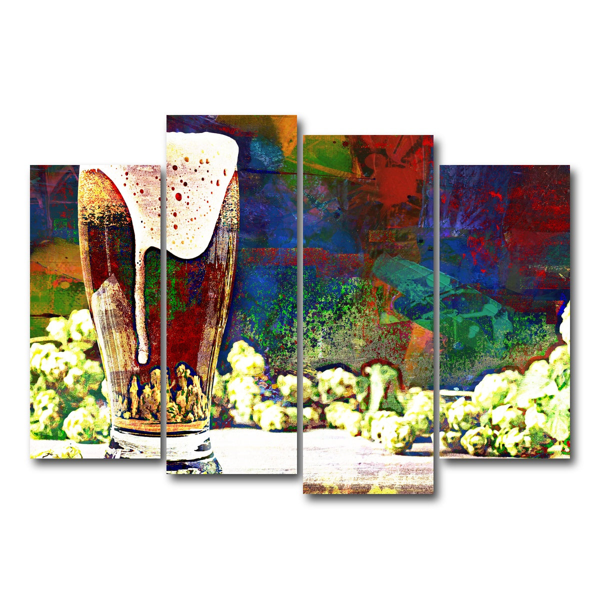 AUTO-MOCKUP WHITE | Beer Hops Abstract | 4 Piece | Gallery Wrap Canvas | group=4_normal