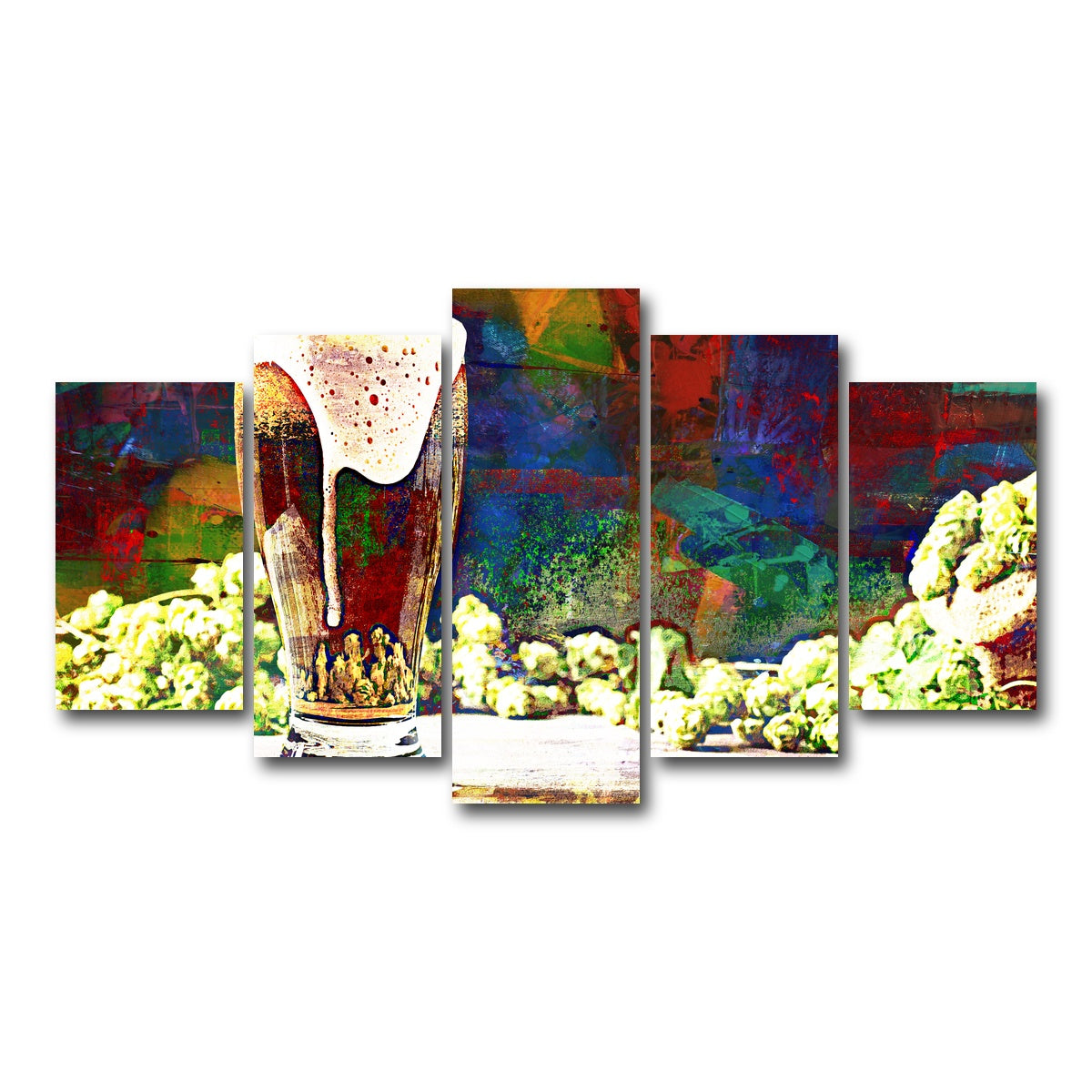 AUTO-MOCKUP WHITE | Beer Hops Abstract | 5 Piece | Gallery Wrap Canvas | group=5_normal
