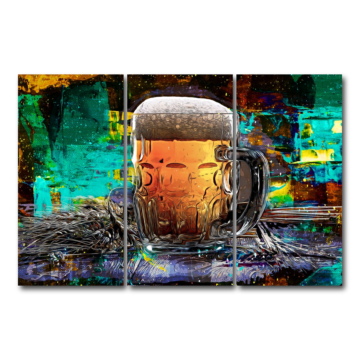 AUTO-MOCKUP WHITE | Beer Me Abstract | 3 Piece | Gallery Wrap Canvas | group=12x24