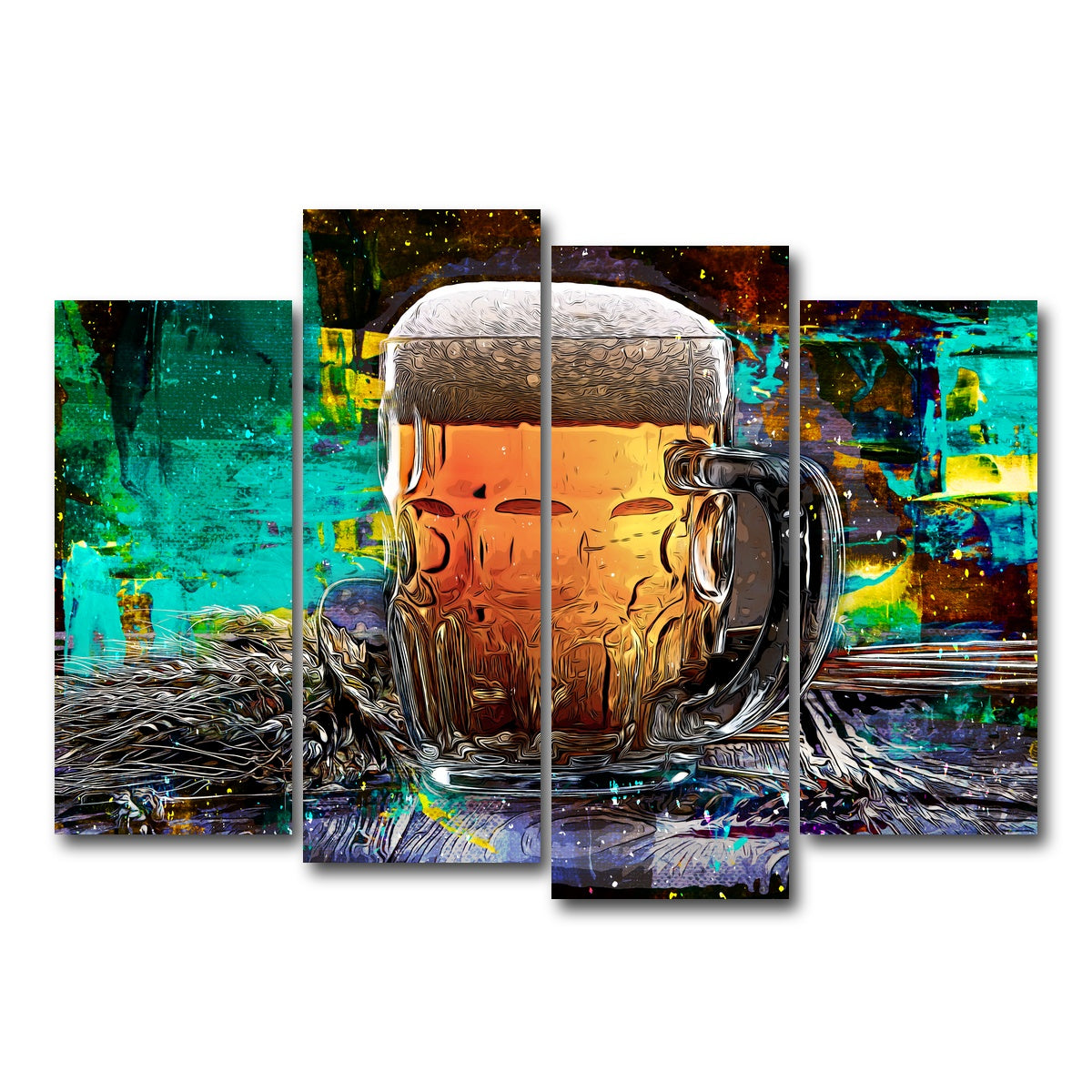AUTO-MOCKUP WHITE | Beer Me Abstract | 4 Piece | Gallery Wrap Canvas | group=4_normal