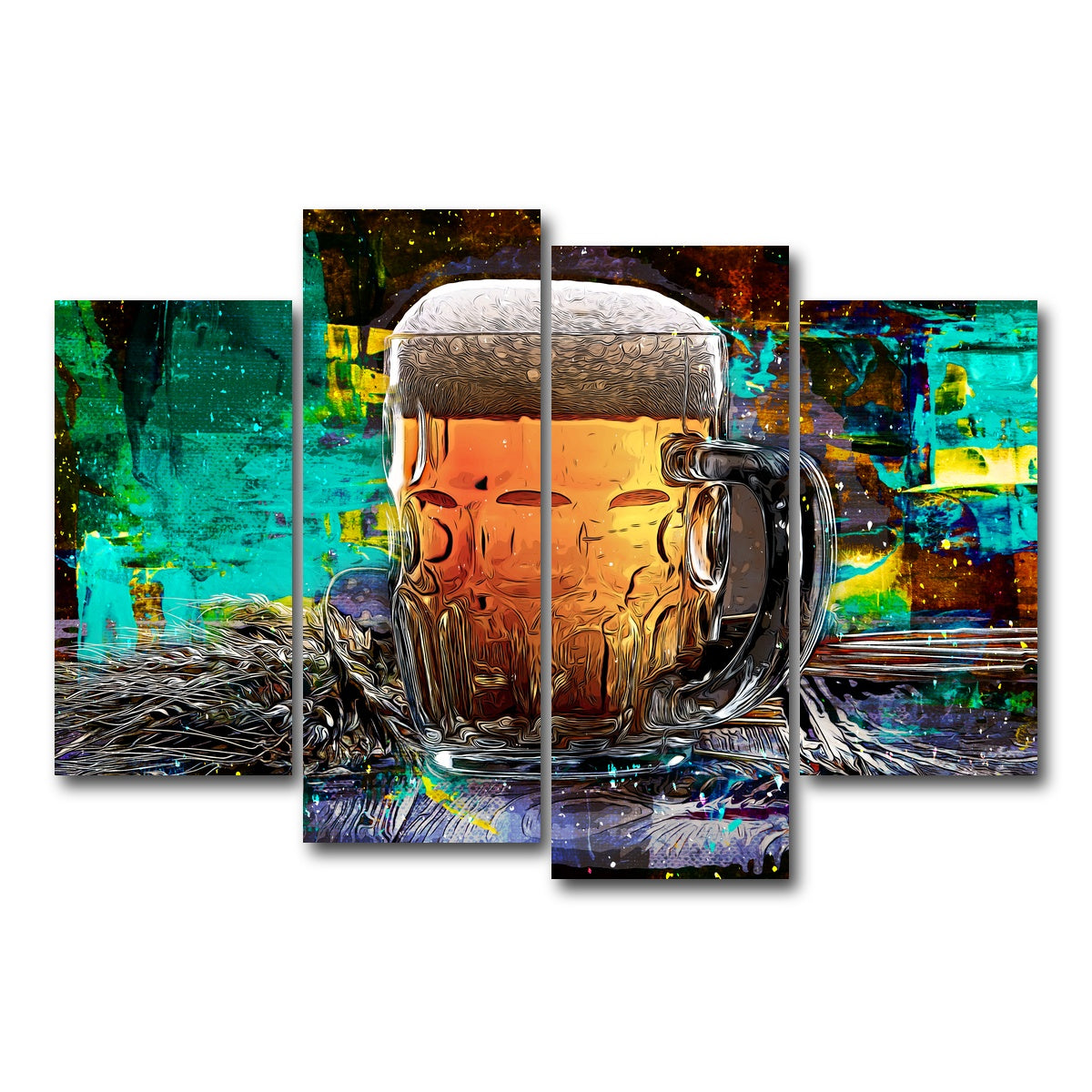 AUTO-MOCKUP WHITE | Beer Me Abstract | 4 Piece | Gallery Wrap Canvas | group=4_short