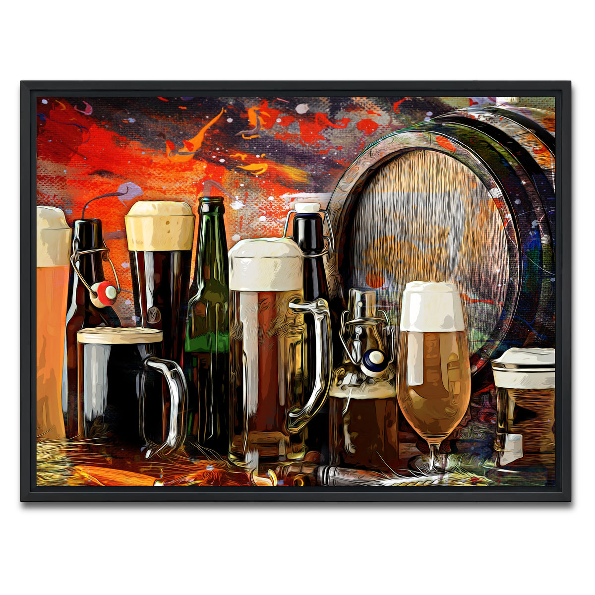 AUTO-MOCKUP WHITE | Beer Types Abstract | 1 Piece | Black Framed Canvas | group=4x3