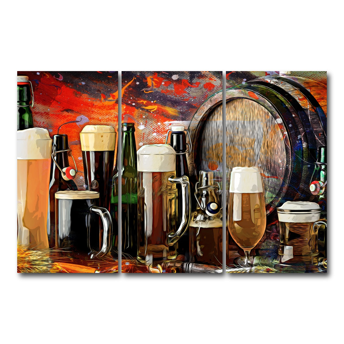 AUTO-MOCKUP WHITE | Beer Types Abstract | 3 Piece | Gallery Wrap Canvas | group=12x24