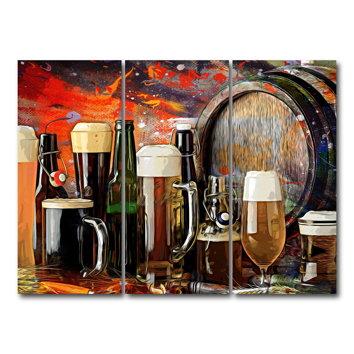AUTO-MOCKUP WHITE | Beer Types Abstract | 3 Piece | Gallery Wrap Canvas | group=8x18