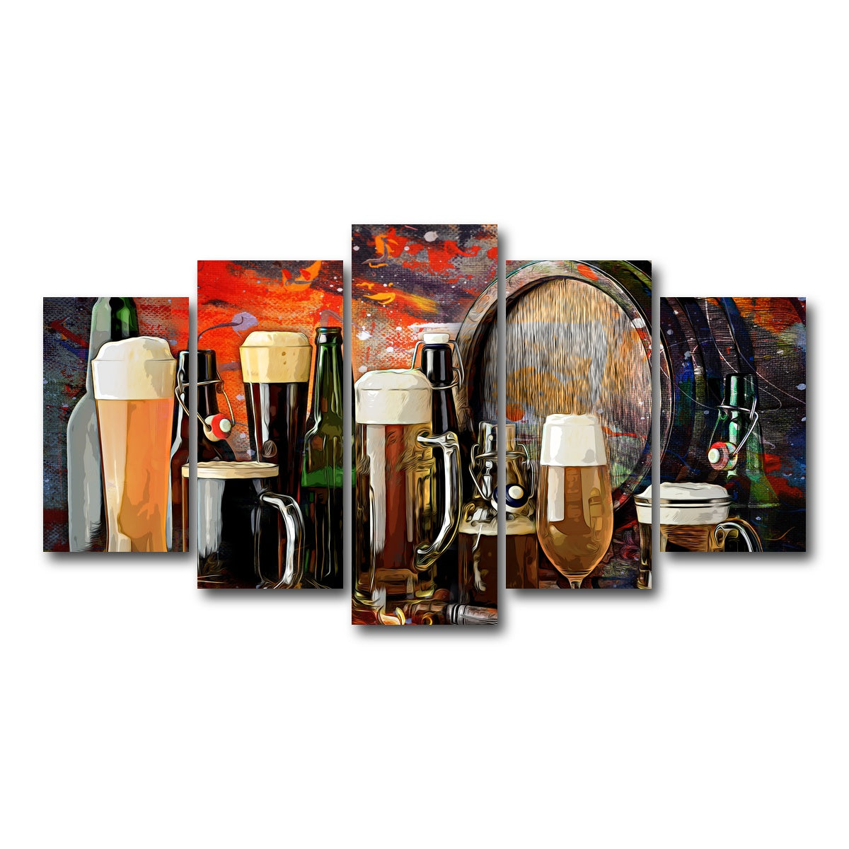 AUTO-MOCKUP WHITE | Beer Types Abstract | 5 Piece | Gallery Wrap Canvas | group=5_normal