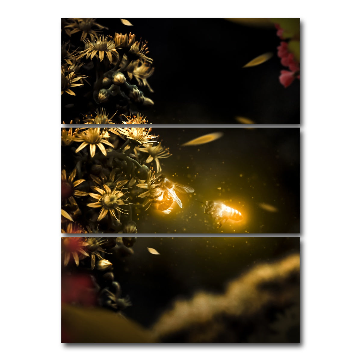 AUTO-MOCKUP WHITE | Bees | 3 Piece | Gallery Wrap Canvas | group=8x18_stacked