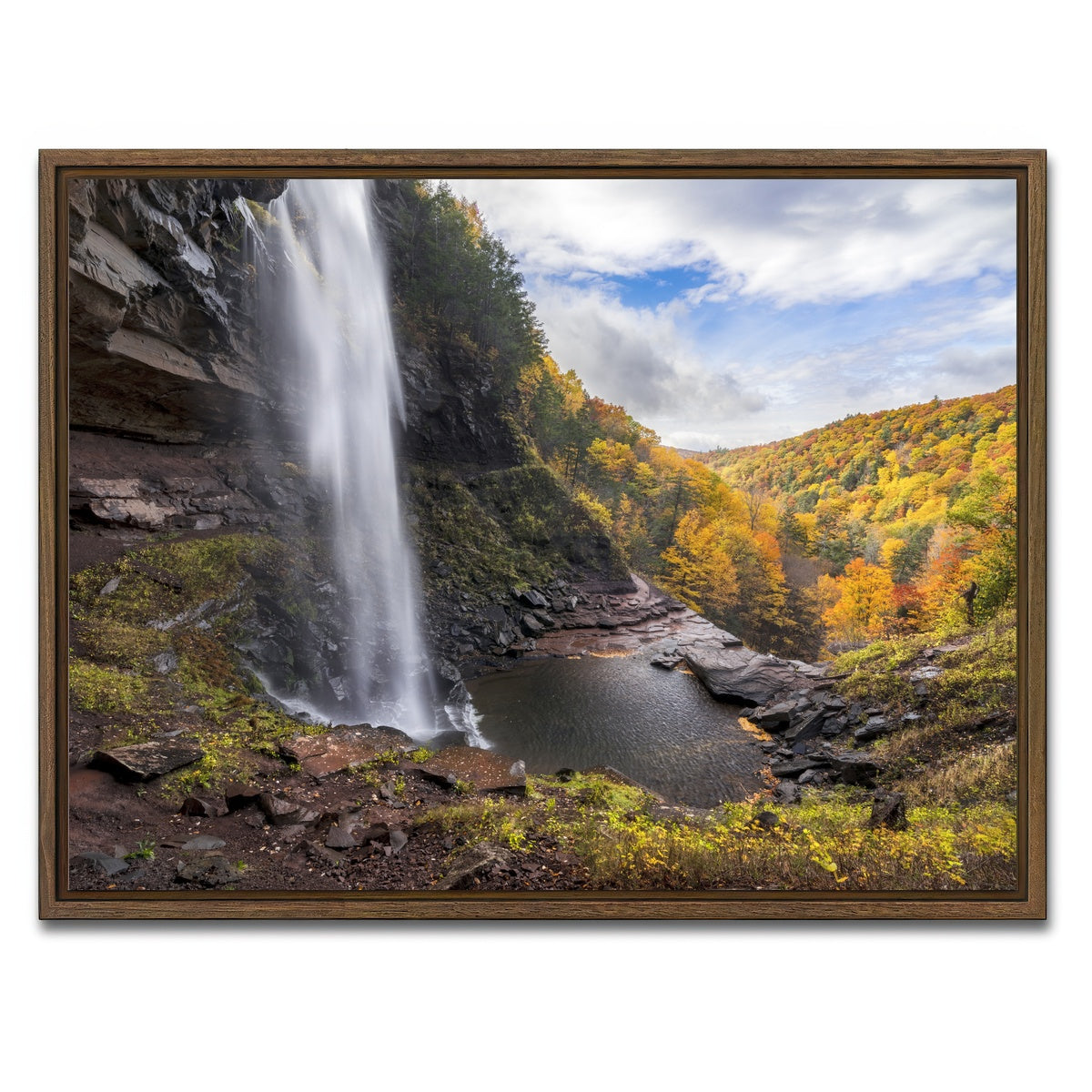 AUTO-MOCKUP WHITE | Behind the Falls | 1 Piece | Walnut Framed Canvas | group=4x3