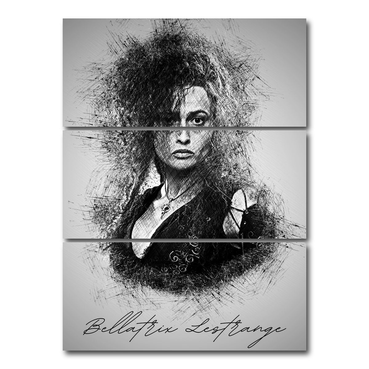 AUTO-MOCKUP WHITE | Bellatrix Lestrange | 3 Piece | Gallery Wrap Canvas | group=8x18_stacked