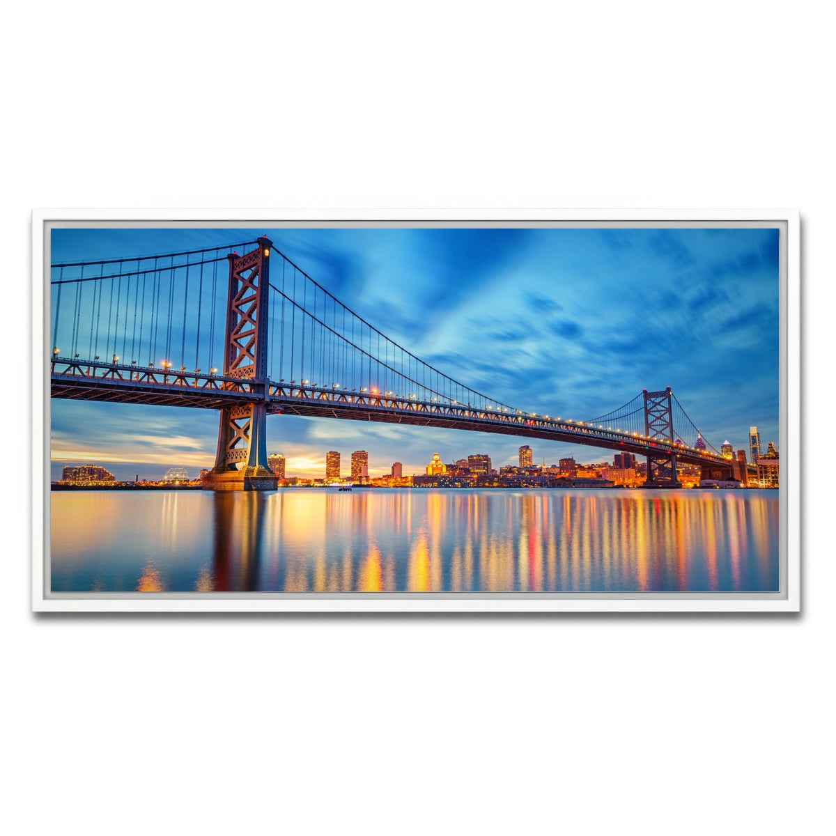 AUTO-MOCKUP WHITE | Ben Franklin Bridge | 1 Piece | White Framed Canvas | group=2x1