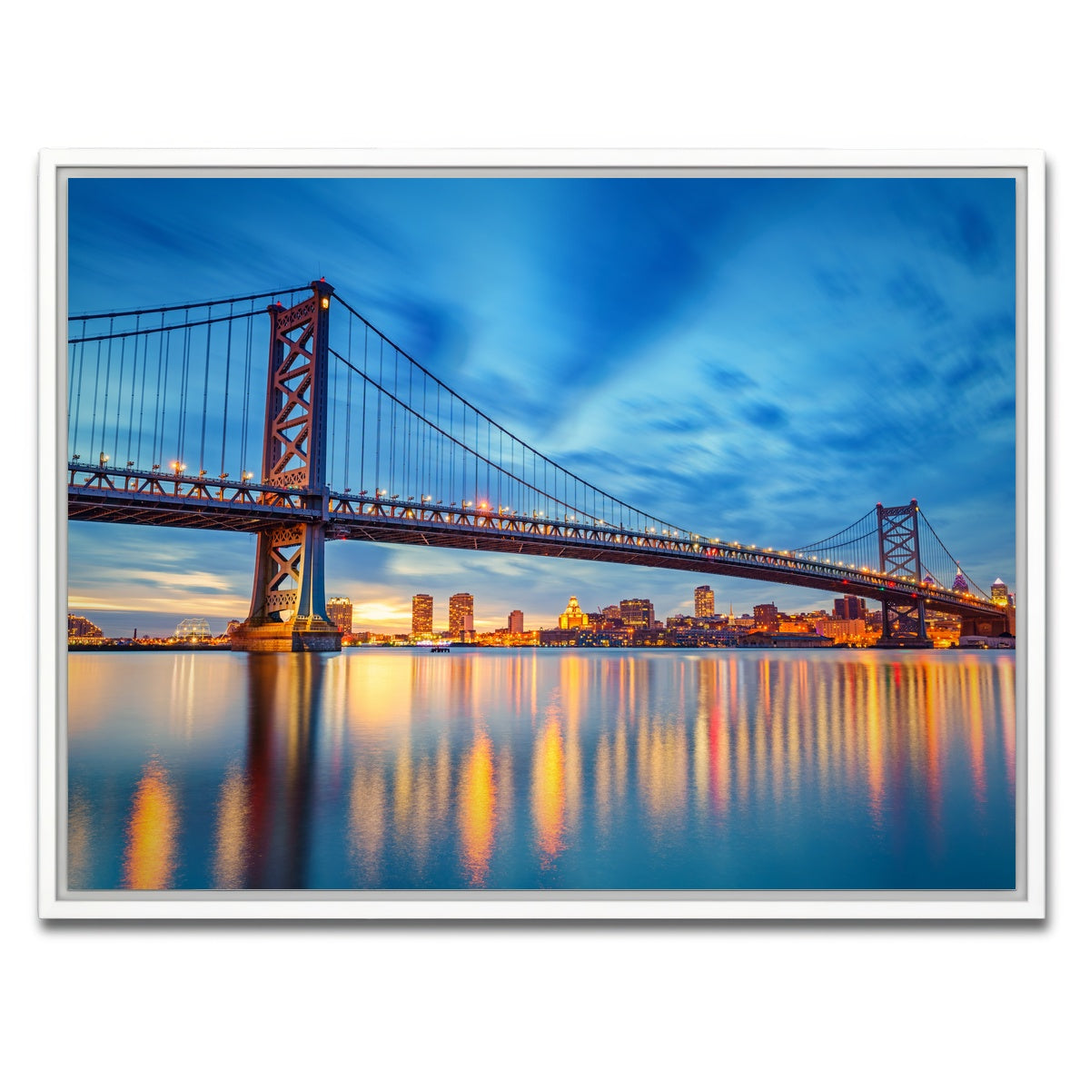 AUTO-MOCKUP WHITE | Ben Franklin Bridge | 1 Piece | White Framed Canvas | group=4x3