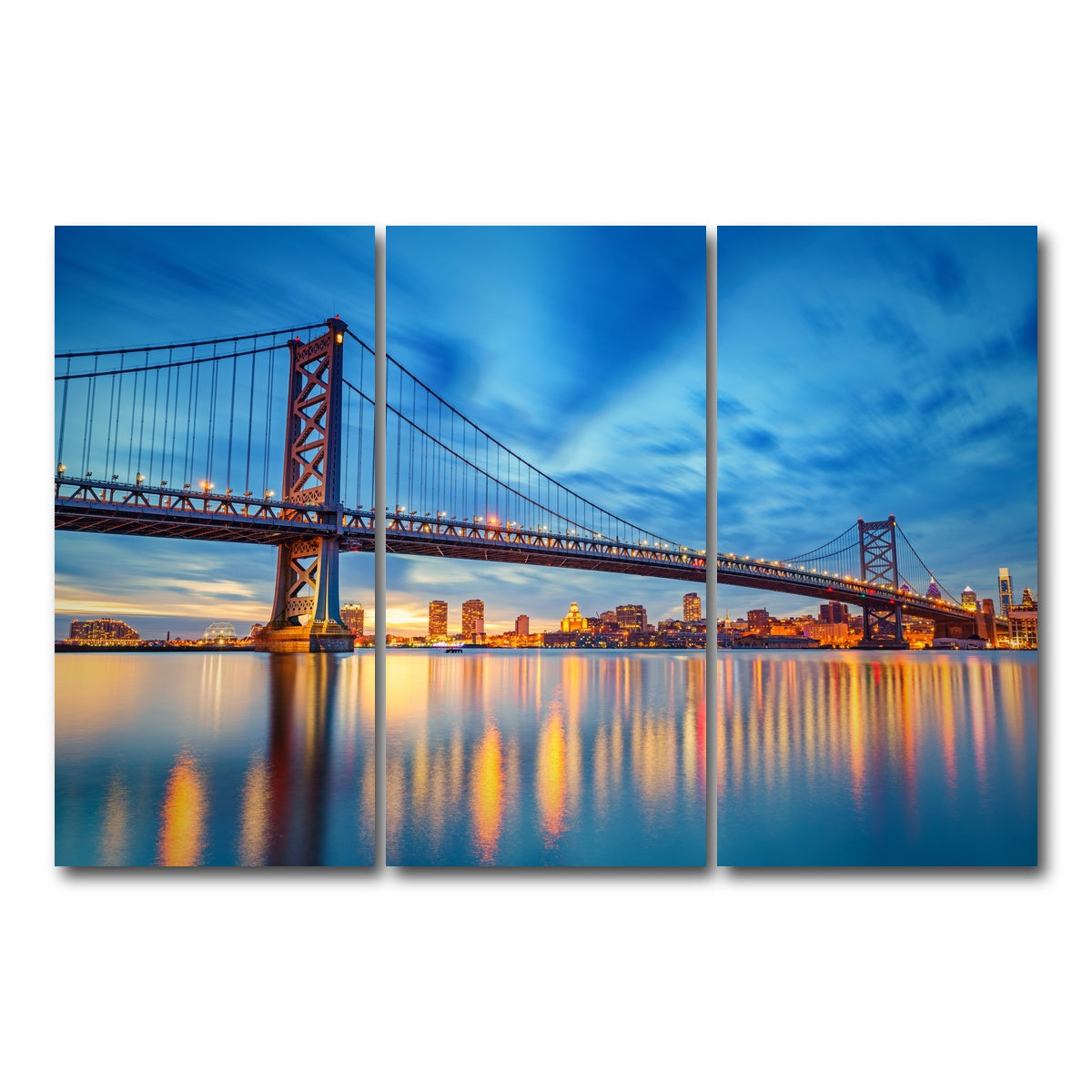 AUTO-MOCKUP WHITE | Ben Franklin Bridge | 3 Piece | Gallery Wrap Canvas | group=12x24