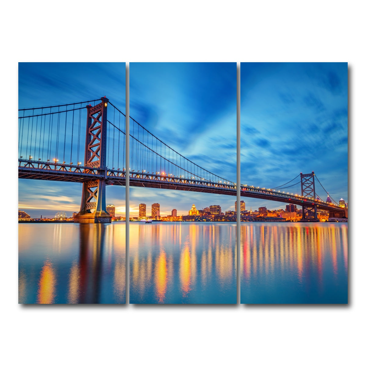 AUTO-MOCKUP WHITE | Ben Franklin Bridge | 3 Piece | Gallery Wrap Canvas | group=8x18