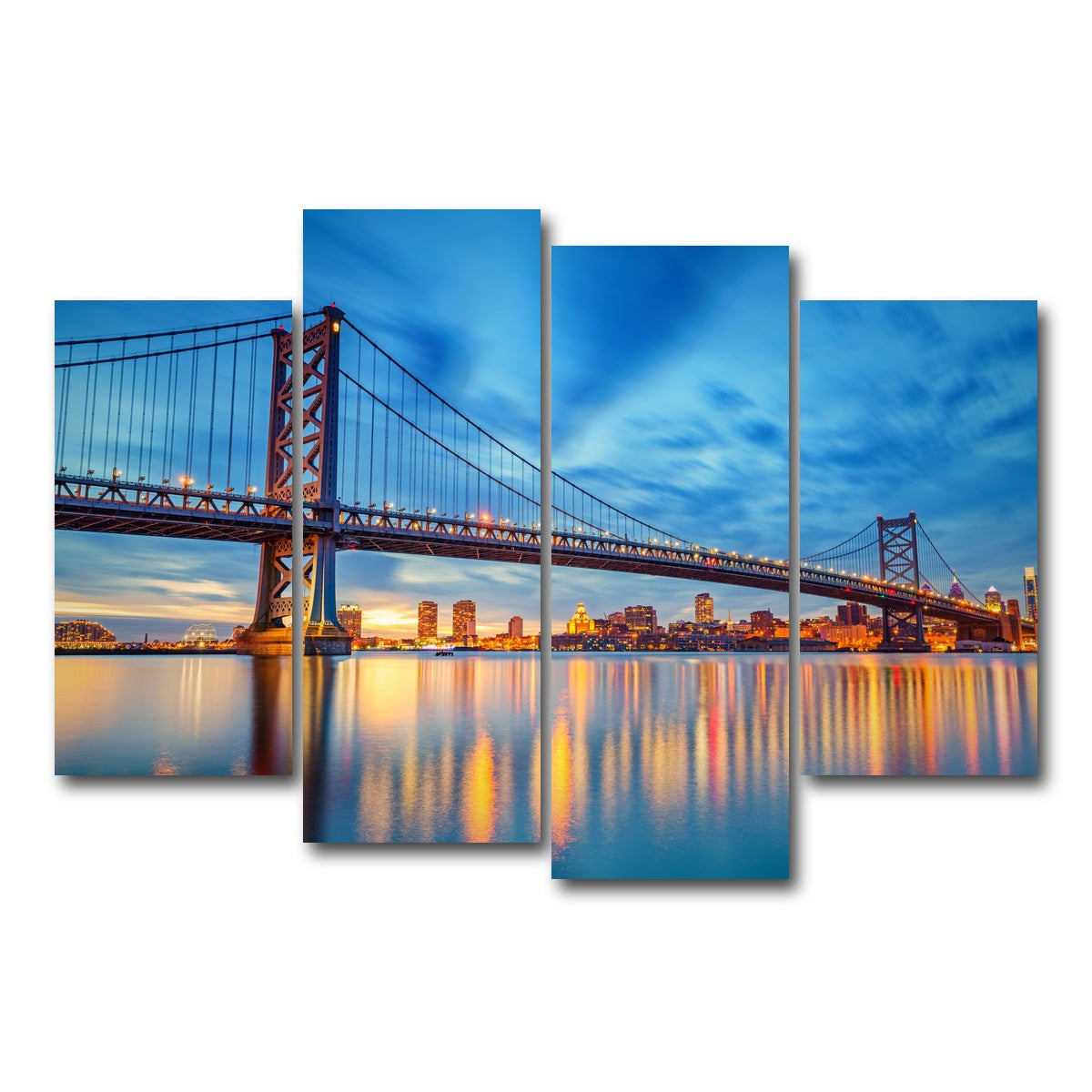 AUTO-MOCKUP WHITE | Ben Franklin Bridge | 4 Piece | Gallery Wrap Canvas | group=4_short