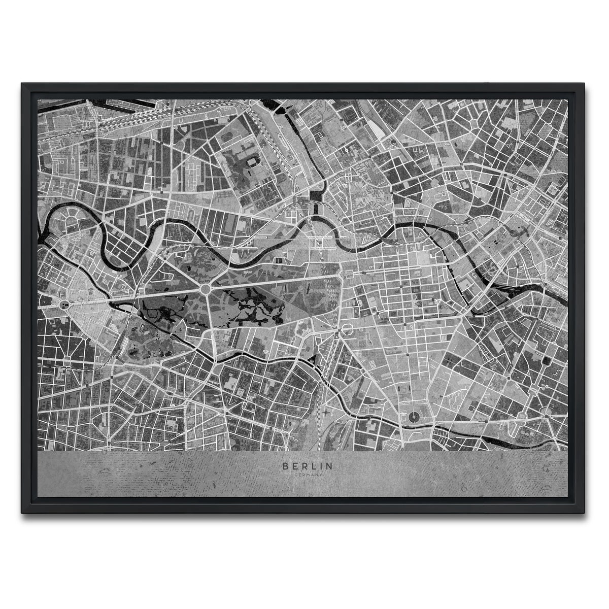 AUTO-MOCKUP WHITE | Berlin Map 2 | 1 Piece | Black Framed Canvas | group=4x3