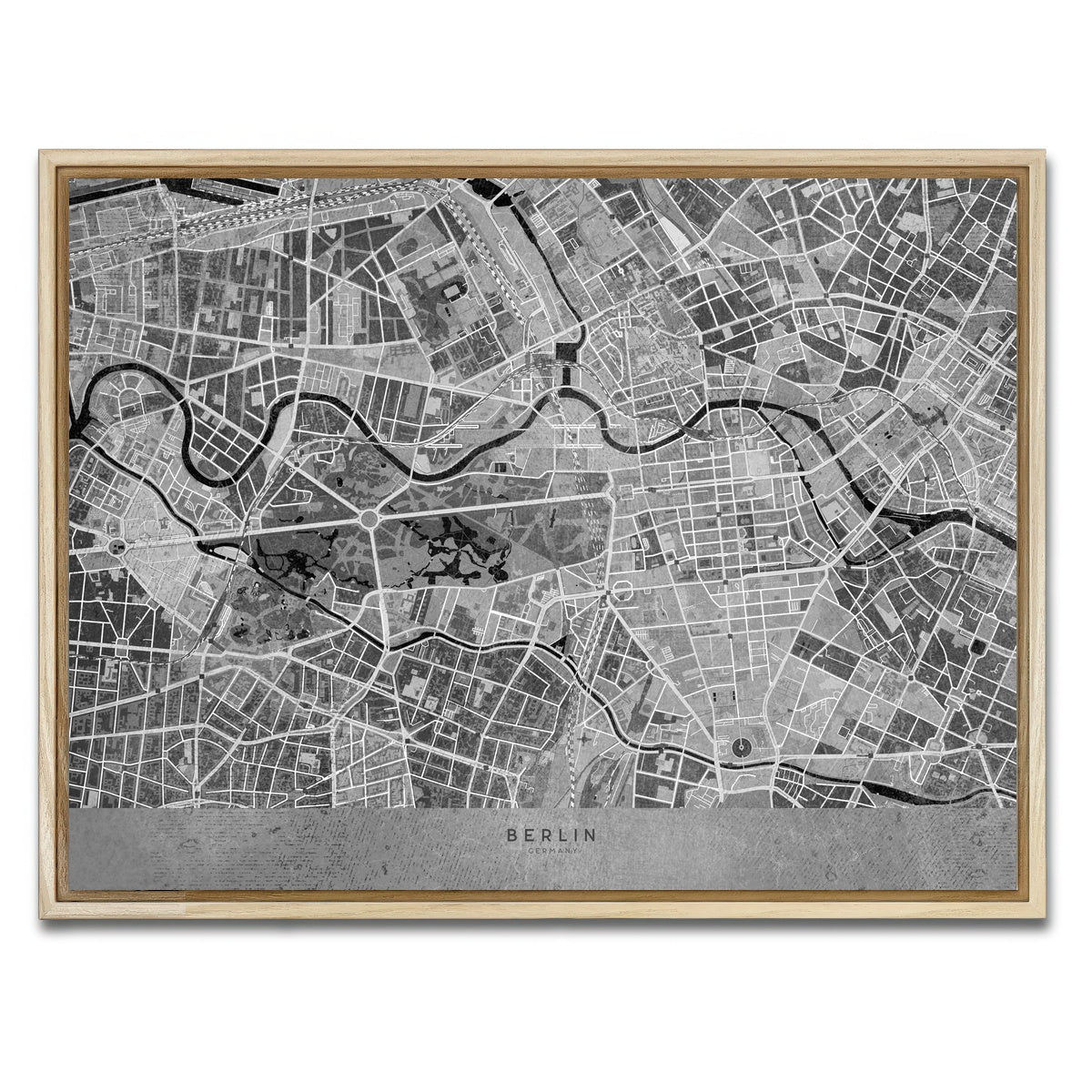 AUTO-MOCKUP WHITE | Berlin Map 2 | 1 Piece | Natural Framed Canvas | group=4x3