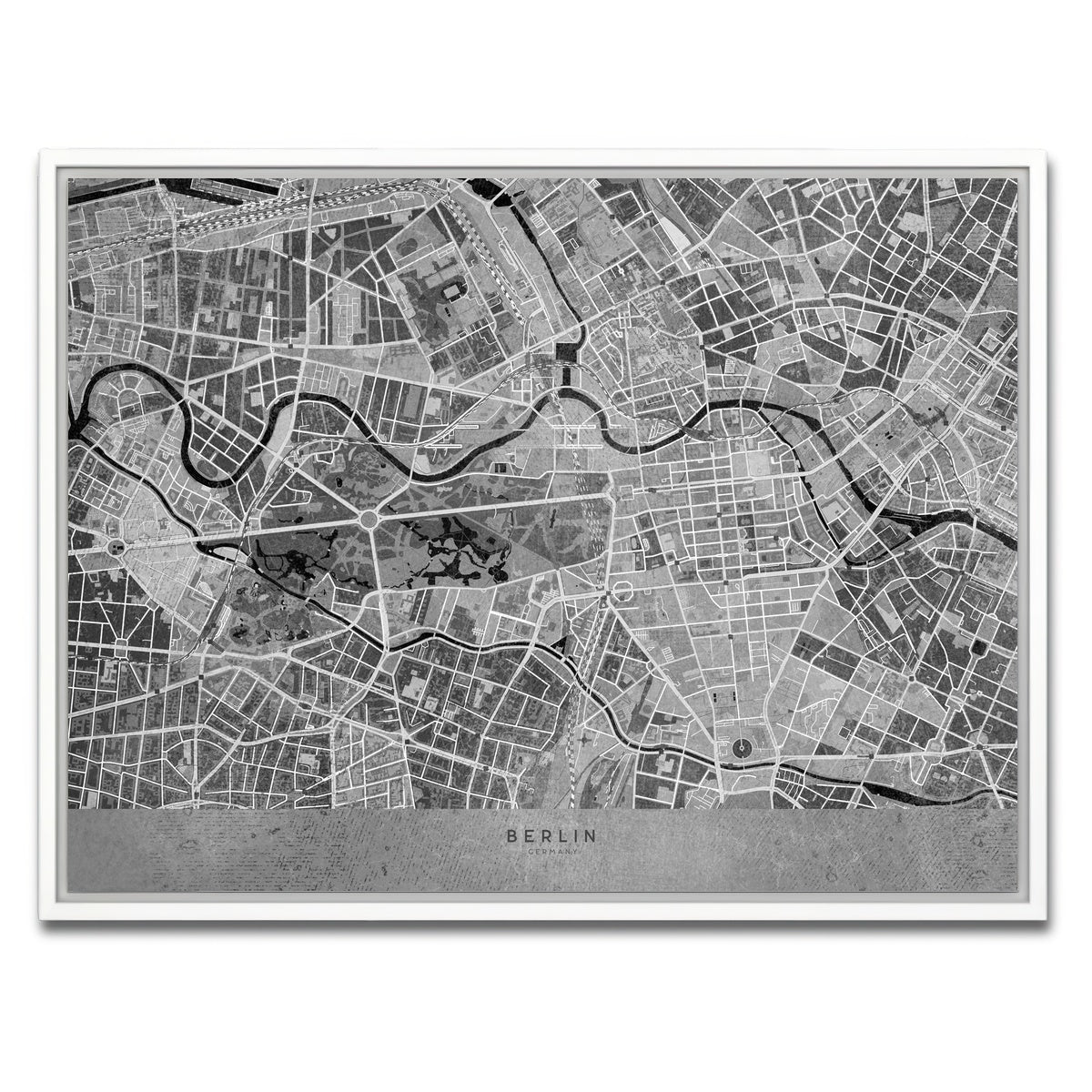 AUTO-MOCKUP WHITE | Berlin Map 2 | 1 Piece | White Framed Canvas | group=4x3