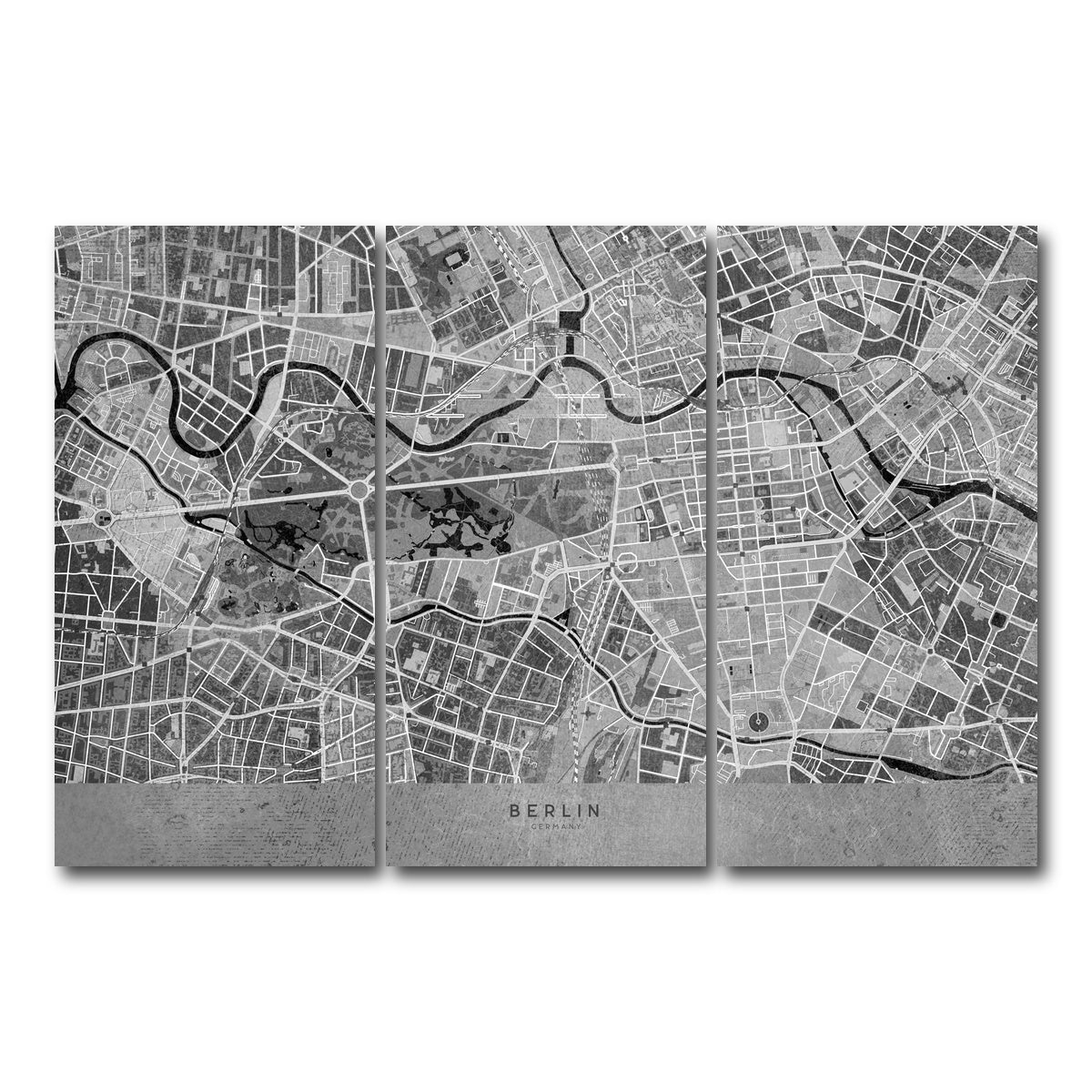 AUTO-MOCKUP WHITE | Berlin Map 2 | 3 Piece | Gallery Wrap Canvas | group=12x24
