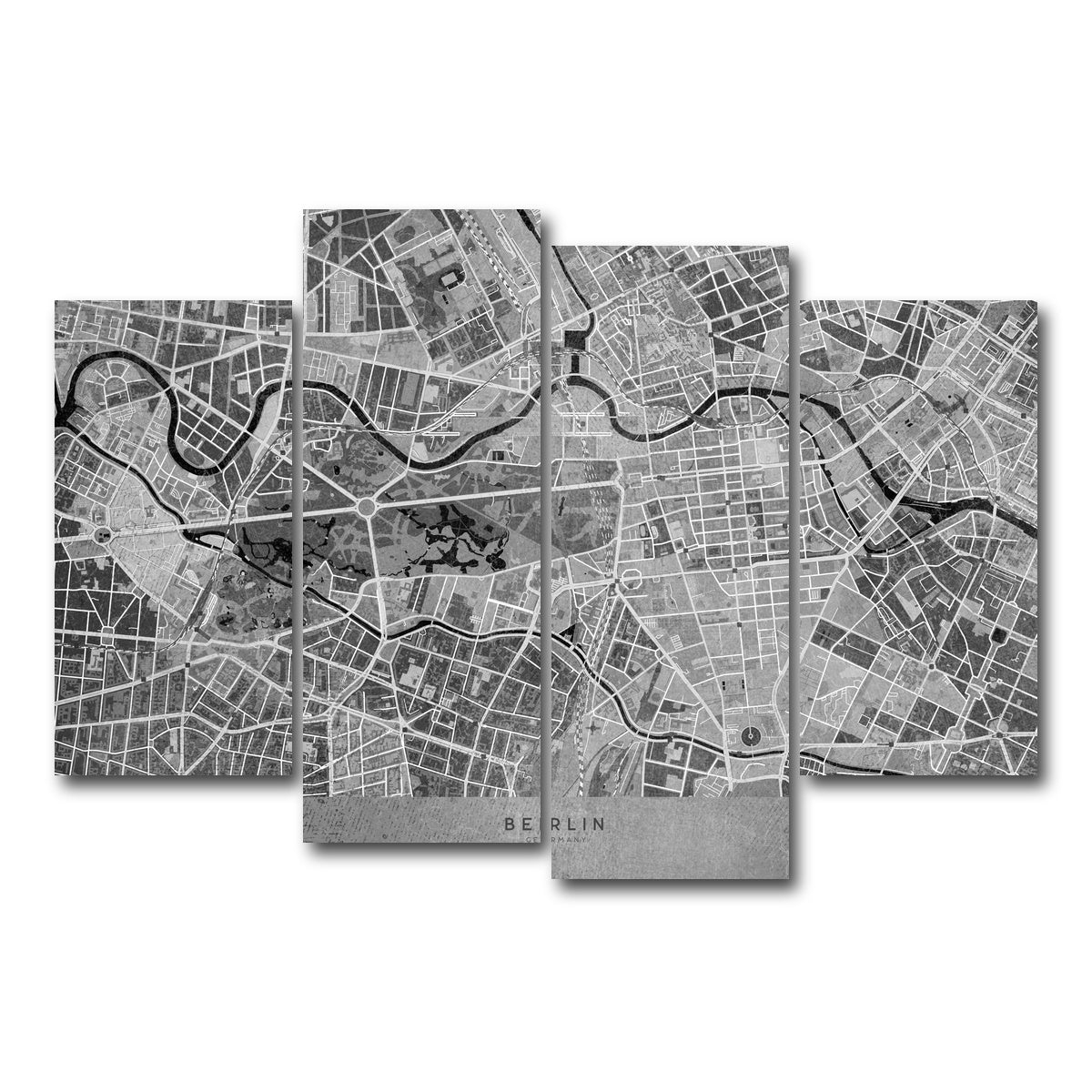 AUTO-MOCKUP WHITE | Berlin Map 2 | 4 Piece | Gallery Wrap Canvas | group=4_short