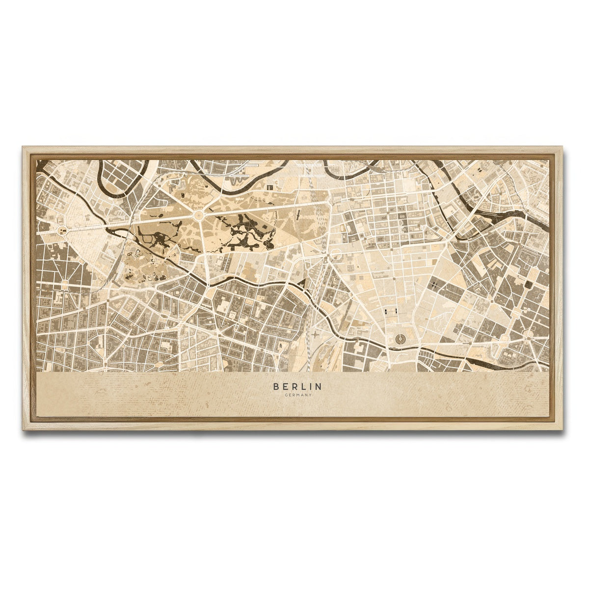 AUTO-MOCKUP WHITE | Berlin Map | 1 Piece | Natural Framed Canvas | group=2x1