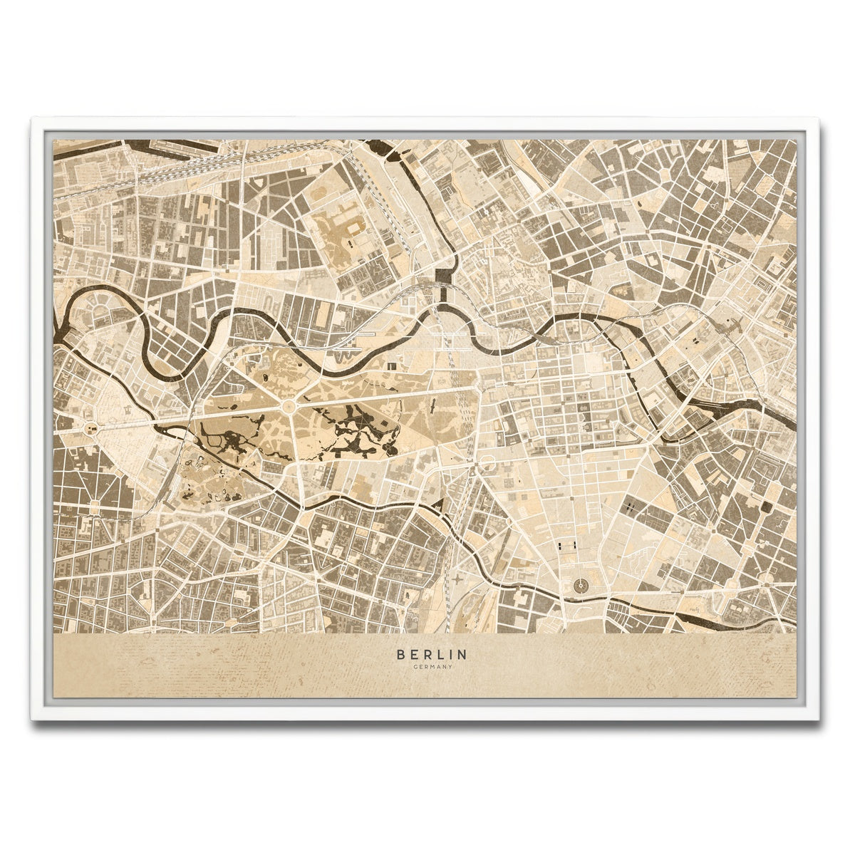 AUTO-MOCKUP WHITE | Berlin Map | 1 Piece | White Framed Canvas | group=4x3