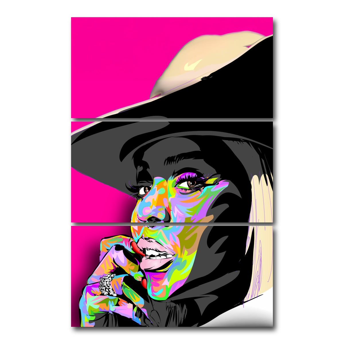 AUTO-MOCKUP WHITE | Beyonce Cowboy | 3 Piece | Gallery Wrap Canvas | group=12x24_stacked