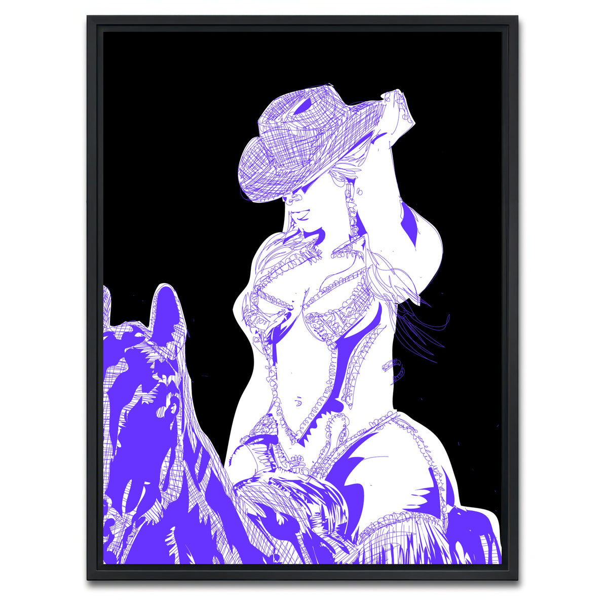 AUTO-MOCKUP WHITE | Beyonce on Glitter Horse | 1 Piece | Black Framed Canvas | group=3x4